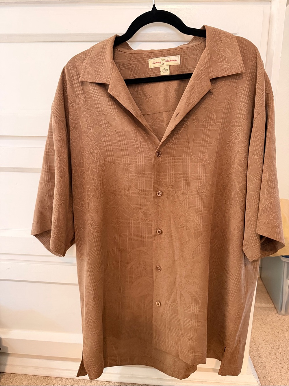 Tommy Bahama Brown Textured Silk Camp Shirt